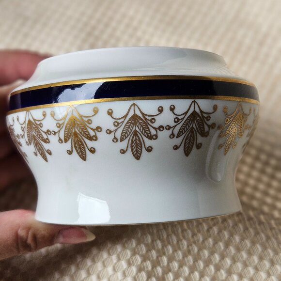 Rare vintage Weimar Porcelain Sugar Jar, German Real Cobalt Harmonie 50's - Picture 5 of 10